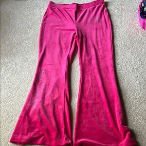 Vibrant Pink Velour Hello Kitty Flare Pants